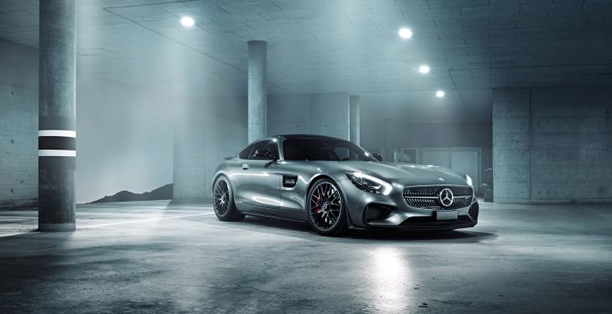 Mercedes-AMG GT S, silver luxury car, 2018 wallpaper