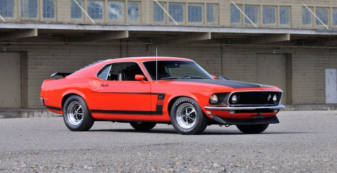 Red, muscle car, classic, 1969 Ford Mustang Boss 302 wallpaper