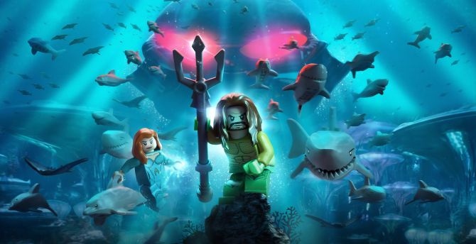 Lego, Aquaman, poster, movie, 2018 wallpaper