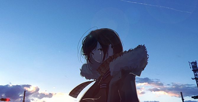 Sunset, outdoor, cute, anime girl wallpaper, hd image, picture ...