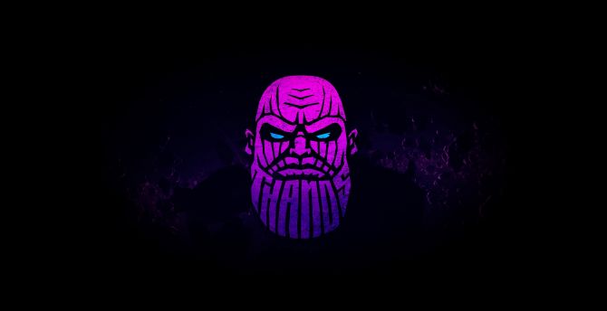 Thanos, purple face, minimal, art wallpaper