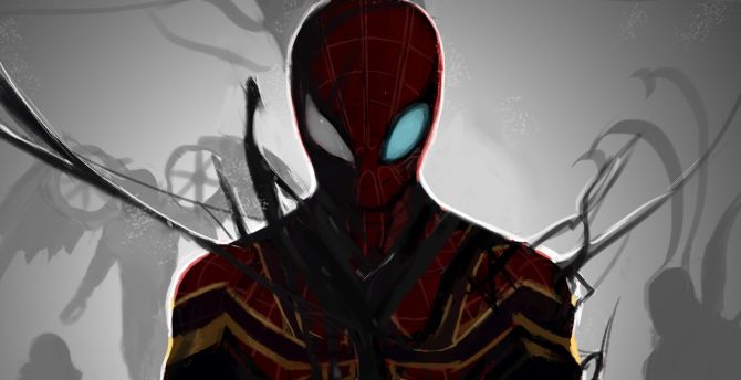 Iron-spider, superhero, venom, parasite, artwork wallpaper