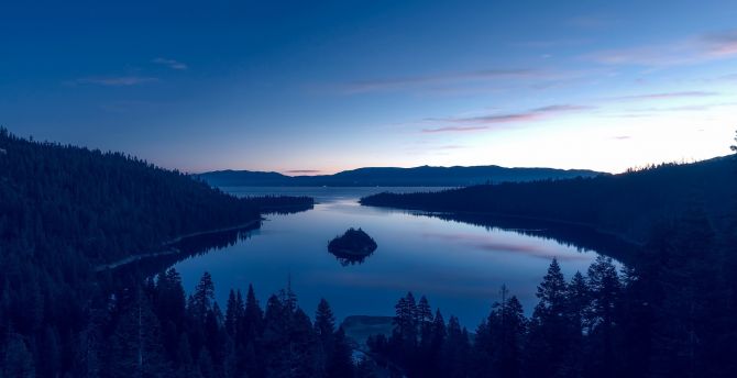 Lake Tahoe, nature, night, lake, tree wallpaper
