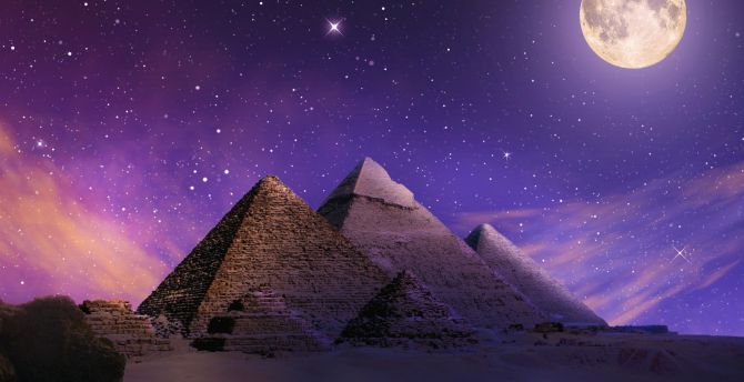 Desktop wallpaper pyramids, egypt, night, hd