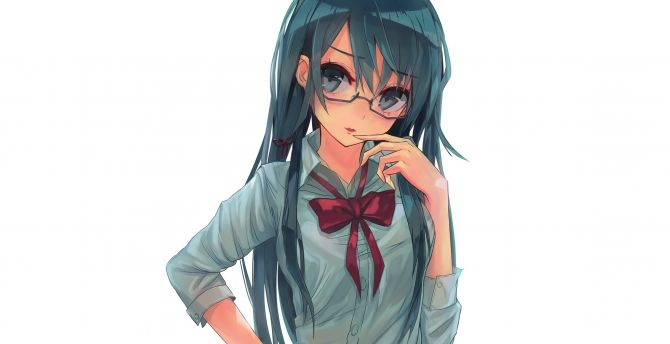 Wallpaper school dress, anime girl, original, glasses desktop wallpaper, hd  image, picture, background, 7436f5 | wallpapersmug