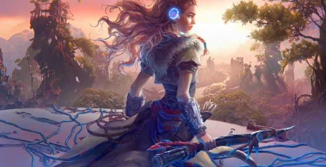 Aloy, warrior, Horizon Zero Dawn, game, artwork wallpaper