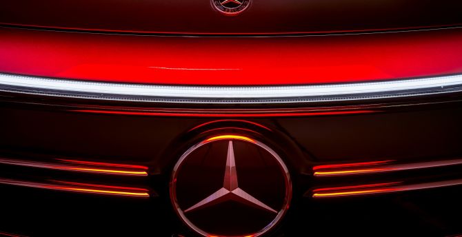 Mercedes-Benz EQA 250, 2021 car, Logo wallpaper