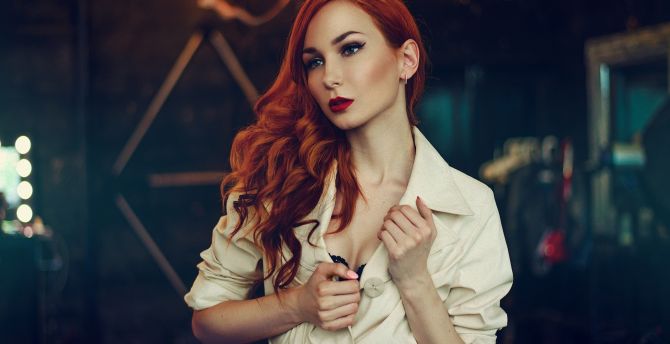 Red head, woman model, beautiful wallpaper