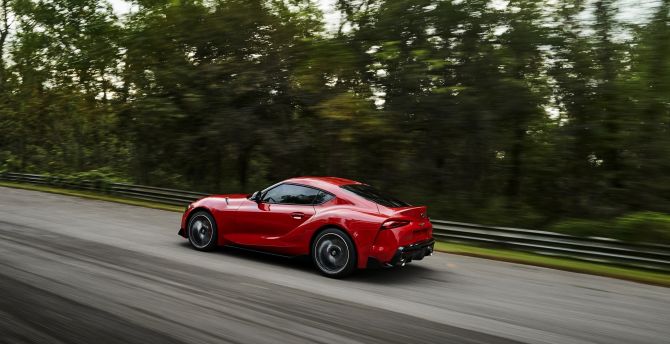 On-road, side view, sports car, Toyota Supra wallpaper