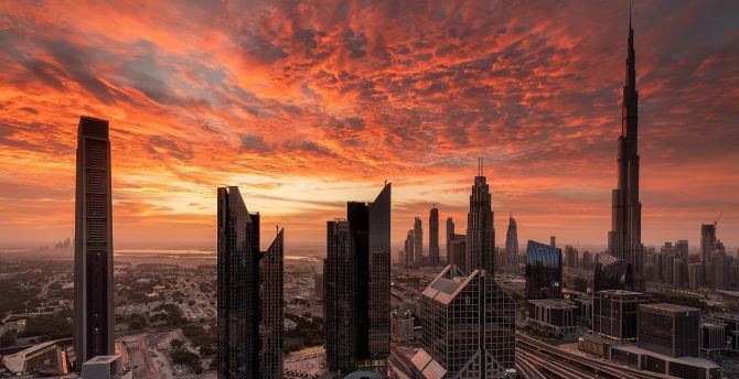 Cityscape, city, Dubai, sunset wallpaper