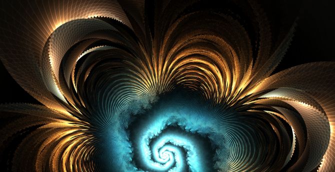 Abstraction, fractal, spiral, blue glow wallpaper