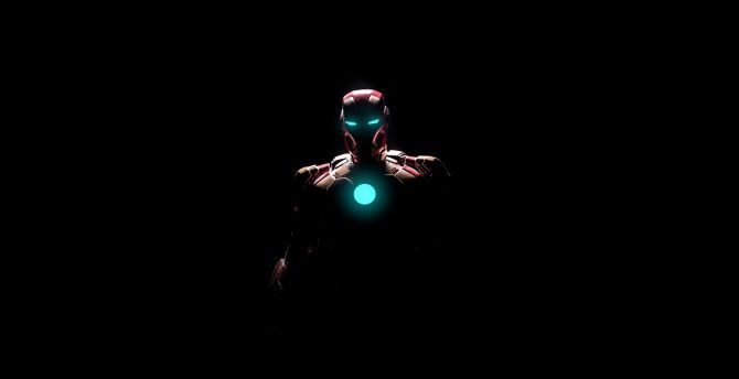 Iron man, arc reactor, glowing arc, minimal wallpaper