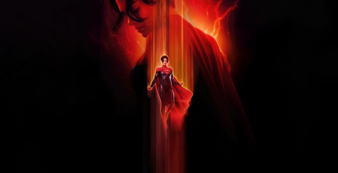 Supergirl from the flash movie, 2023, dark wallpaper