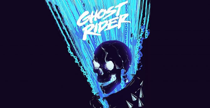 Ghost Rider, dark, minimal art wallpaper