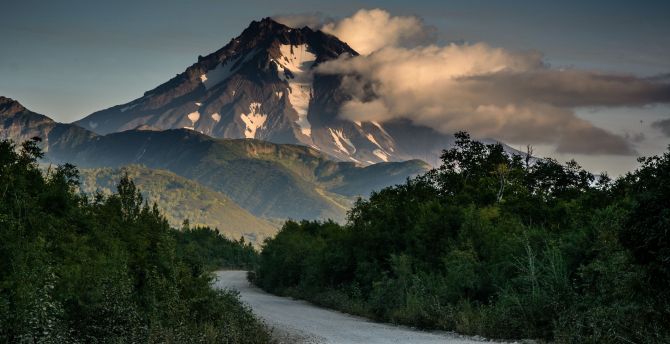 Road to volcano, mountain wallpaper