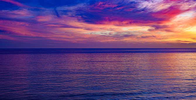 Desktop Wallpaper Pink Sunset Seascape Calm And Beautiful Nature Hd Image Picture Background 779eda