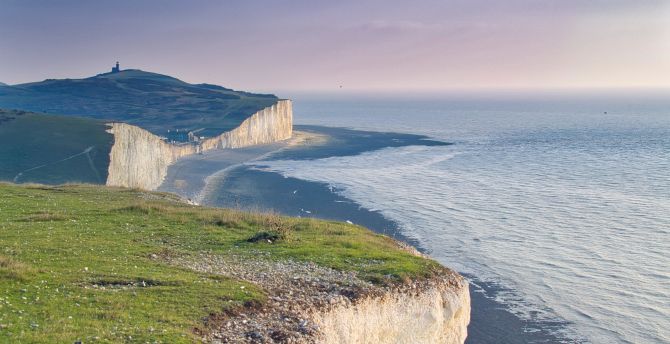 Desktop wallpaper landscape, green coast, sea, nature, hd image ...