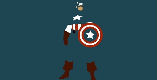 Captain America, digital art, minimalism wallpaper