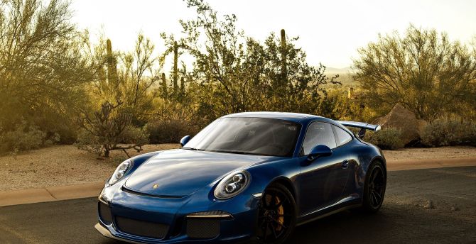 Blue car, sports, Porsche 911 GT3 RS wallpaper