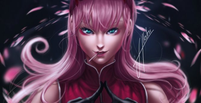 Anime, original, pink hair, art wallpaper