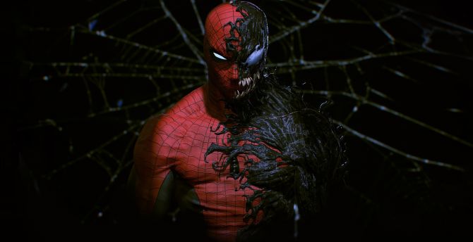 Spider-man inside venom, art wallpaper