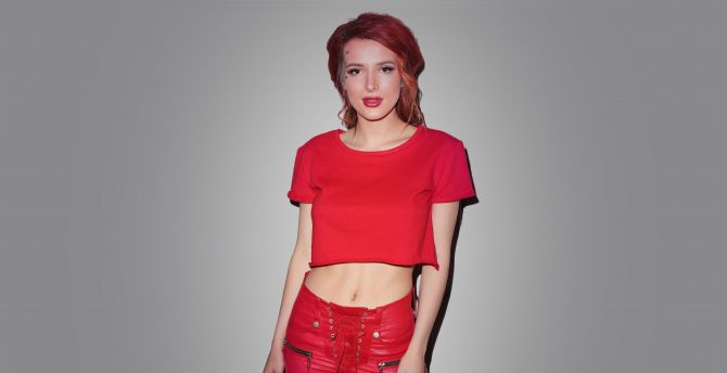 Bella Thorne, red head, red clothes wallpaper