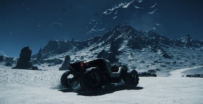Mountains, Rover vehicle, Star Citizen, video game wallpaper