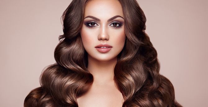 Desktop Wallpaper Woman Model Curly Hair Makeup
