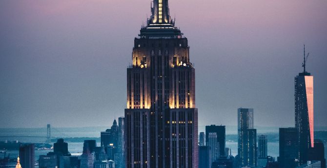 Empire state building, dawn, cityscape wallpaper
