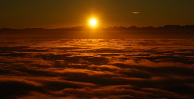 Sunrise, above the clouds, skyline wallpaper