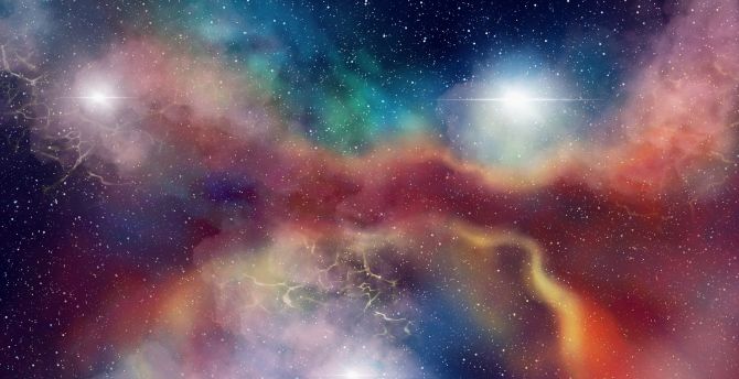 Galaxy, stars, clouds, space, colorful wallpaper