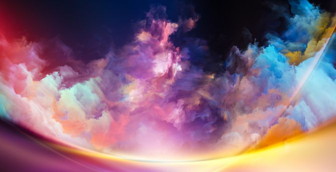 Desktop wallpaper abstract, colorful, clouds, curves, hd image, picture, background, 7c0a84