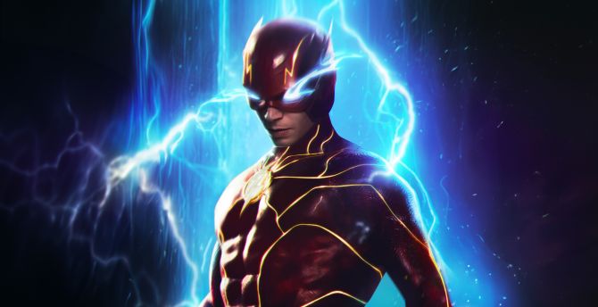 The Flash, unleashing the power, glowing eyes blue wallpaper