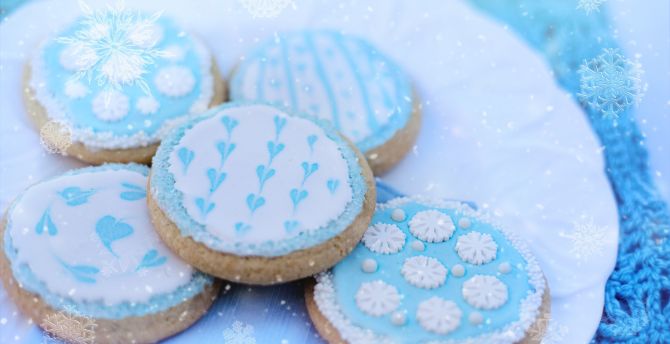 Snowflake, cookies, sweets wallpaper