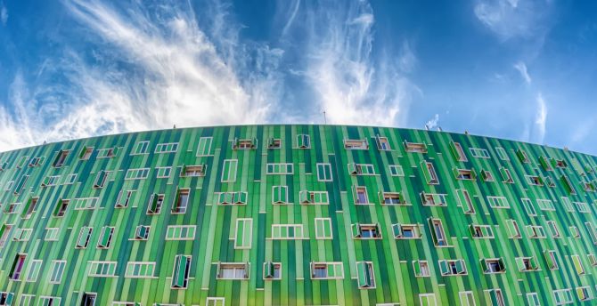 Green, facade, sunny day, building, architecture wallpaper