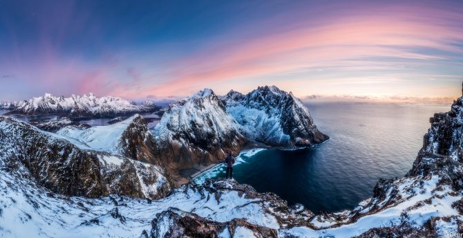 Panorama, ocean, arctic coast, glacier wallpaper