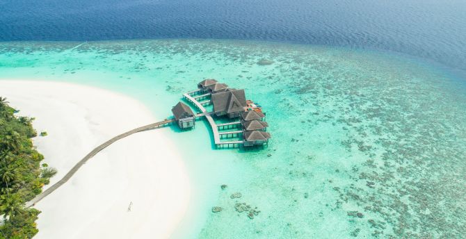 Resort, holiday, summer, aerial view, nature, Maldives wallpaper