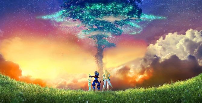Mighty tree, Xenoblade Chronicles 2, video game wallpaper