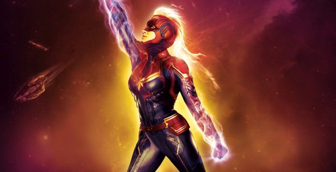 Captain Marvel, glow, superpower, fan art wallpaper