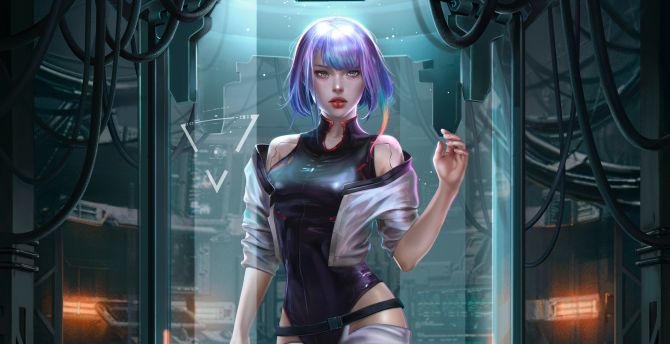 Wallpaper Cyborg Cyberpunk Girl Cyberpunk 2077 Cyberpunk Cyborg Art  Background  Download Free Image