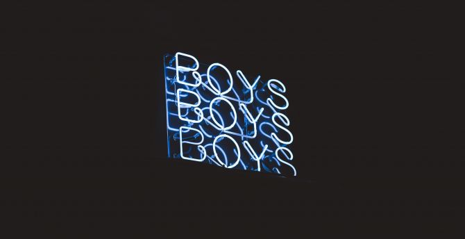 Boys, blue inscription, dark wallpaper