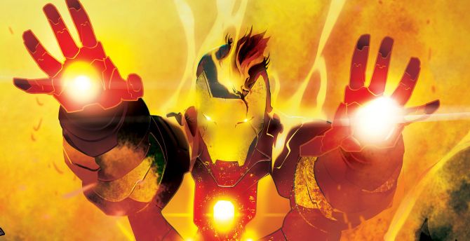 Iron man, commission, yellow red artwork wallpaper