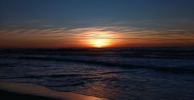 Horizon, skyline, sunset, beach wallpaper