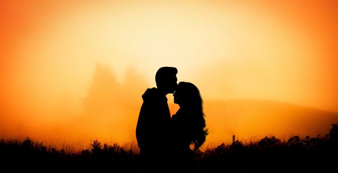 Wallpaper couple, hug, kiss, love, outdoor, sunset desktop wallpaper, hd  image, picture, background, 805dd2 | wallpapersmug