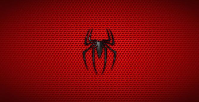 Spider-man, black logo, minimal wallpaper