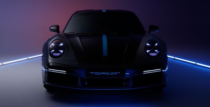 Topcar, Porsche 911 Turbo-S Stinger GTR-3, black sport car wallpaper