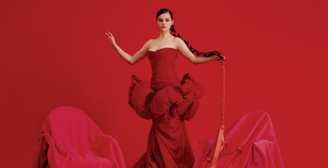Red dress, beautiful, Selena Gomez, 2022 wallpaper