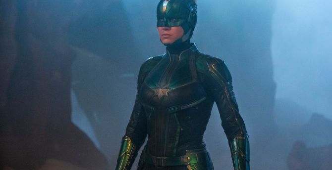 Movie, 2019, Cptain Marvel, green costume wallpaper