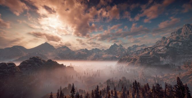 Mist, video game, mountains wallpaper