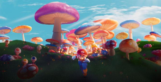 The Super Mario Bros. Movie, mushroom world, Mario run wallpaper